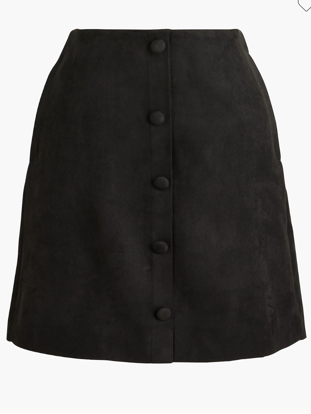 J. Crew Faux Suede Black Button-Front A-Line Mini Skirt
